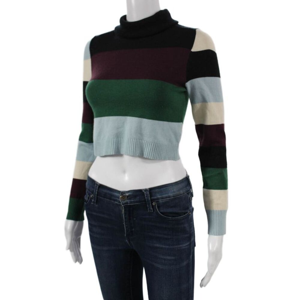 Joos Tricot Womens Pullover Turtleneck Striped Multicolor Merino Wool Size M - Picture 2 of 6